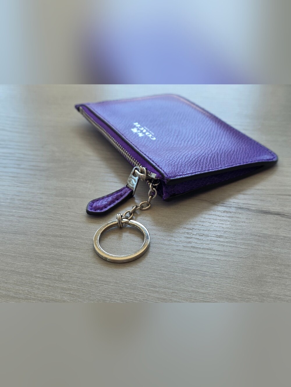 COACH Purple Zip Card Case Keychain - Picture 5 of 8
